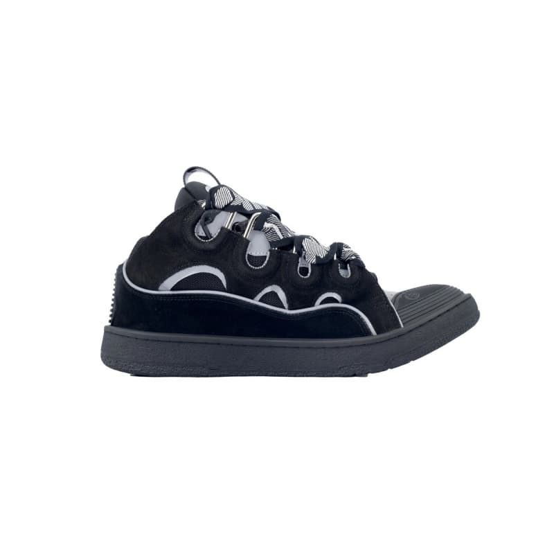 Lanvin Leather Curb Black Grey Reflective Sneaker