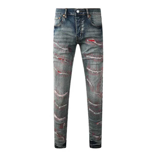PURPLE BRAND Distressed Stitch Skinny Fits Jeans