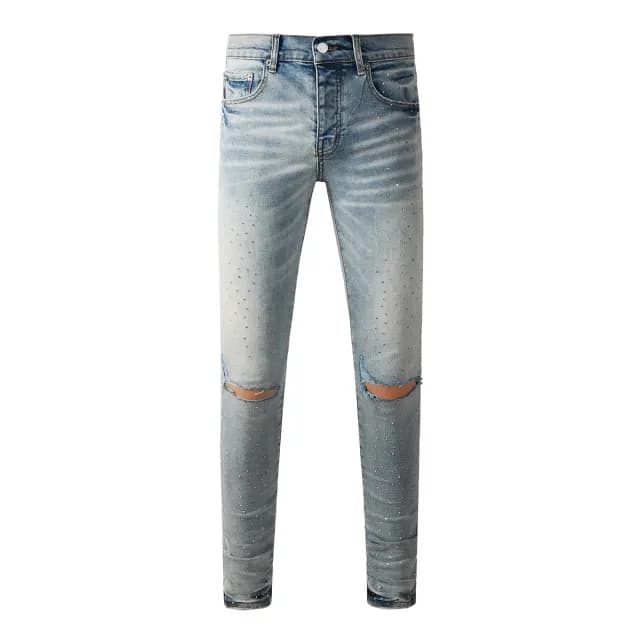 PURPLE BRAND Rhinestone Cut Gray Skinny Fits Jeans